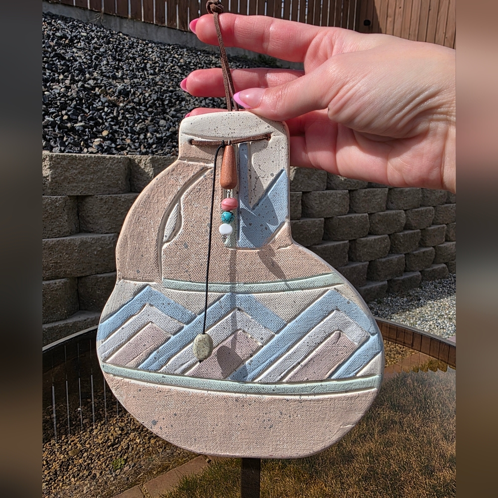 Southwestern Style Ceramic Wall Hanging Art/Decor/Beaded/Leather